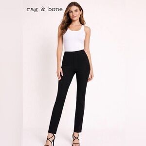 Rag & Bone Simone Skinny Ankle Pants Sz 0 Black Back Zip Stretch Trouser